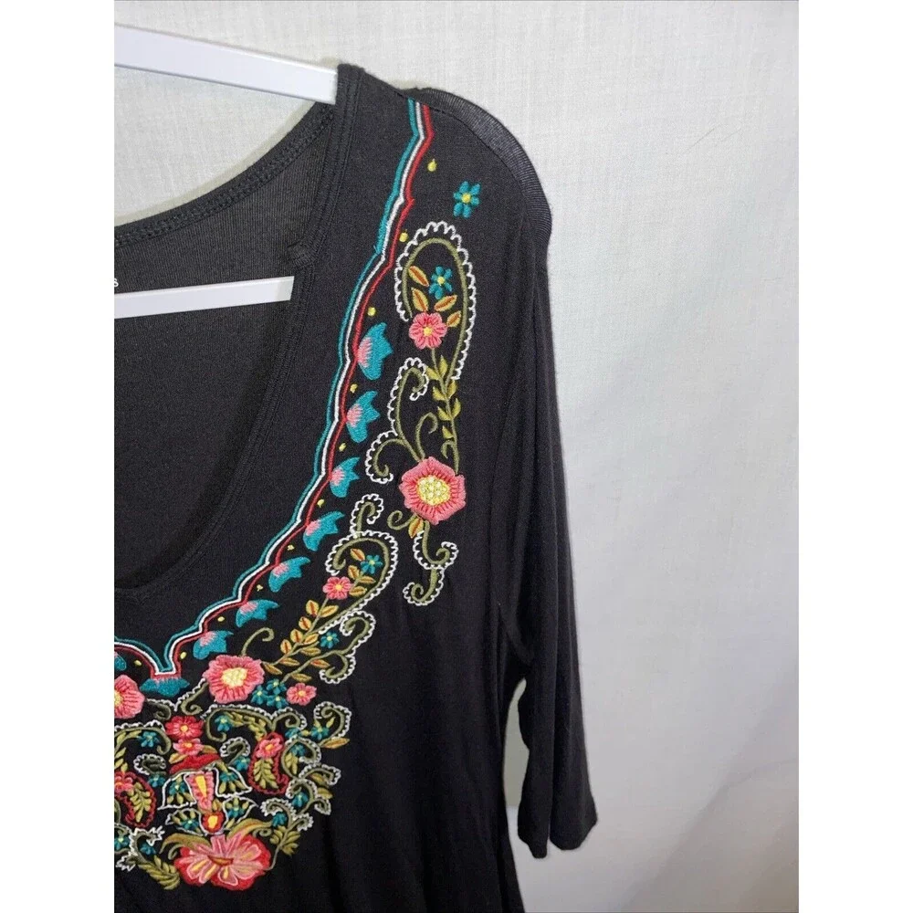 Soft Surroundings Women’s Dressy Tunic Size Small Black Embroideried Going Out